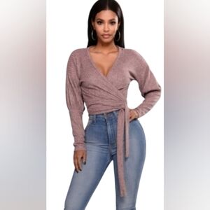 Cropped Wrap Tie Top Medium
